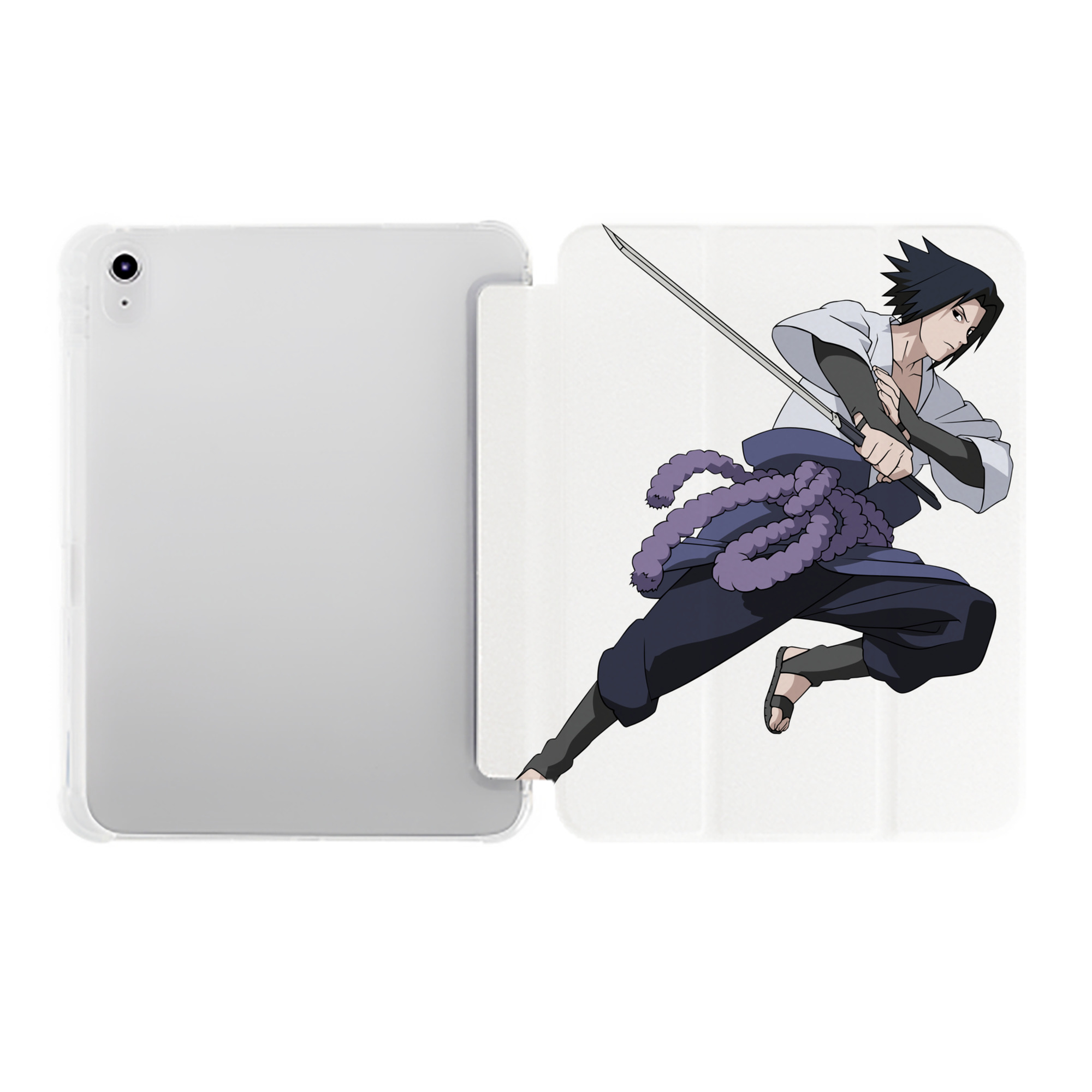 （画像用） NARUTO -ナルト- うちは サスケ Uchiha Sasuke IPad ケース ペン収納付き 三つ折りスタンド PUレザー×シリコン 対応機種9.5/10.5/10.9インチ